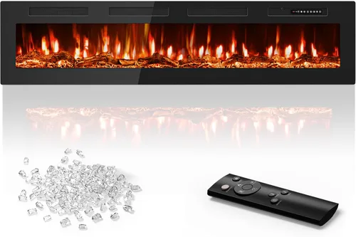 Miniatura 9 de Manastin Chimenea eléctrica de 60 pulgadas empotrada en la pared y montada en la pared con control remoto, calentador de chimenea de 1500/750 W