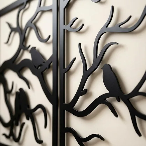 Miniatura 9 de Arte de pared de metal, pájaros en rama, 3 piezas, arte de pared de árbol, letrero de árbol, decoración de pared, decoración interior y exterior, 3