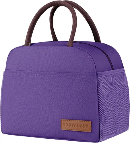 Miniatura 14 de douyadady Bolsa de almuerzo para mujeres/hombres, fiambrera mujeres/hombres (azul bebé+rayas blancas)