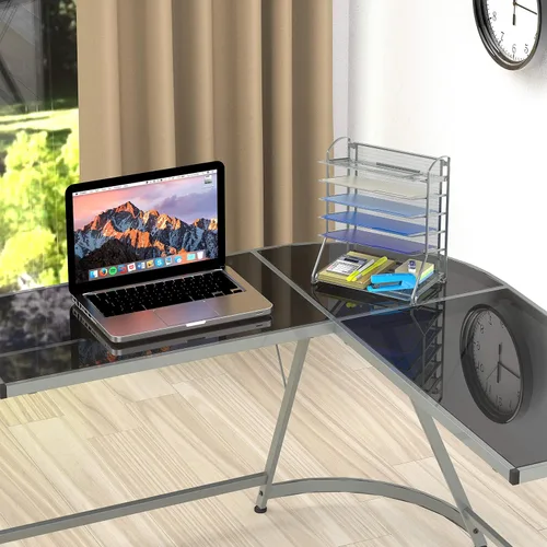 Miniatura 6 de SimpleHouseware - Bandeja organizadora para documentos de escritorio con 6 bandejas Plata
