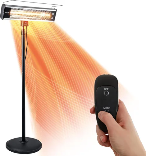 SereneLife Calentador infrarrojo para patio, calentador eléctrico de patio para uso en interiores/exteriores, calentador de pie portátil con control