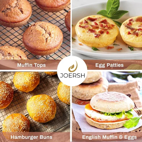 Miniatura 6 de JOERSH Molde de silicona antiadherente para huevos de 4 pulgadas, molde de silicona redondo grande para hornear panes de hamburguesas, bocados