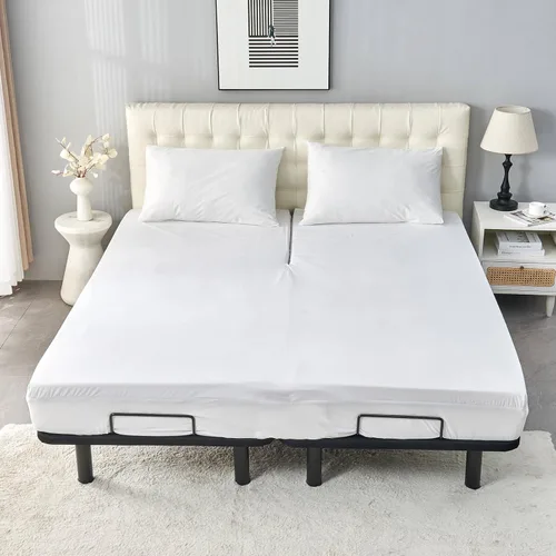 Miniatura 4 de Kingnex - Protector de colchón impermeable de doble parte para cama king ajustable con cabeza flexible de 32-34 pulgadas desde la cabecera, ultra