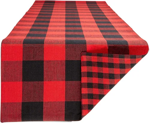Miniatura 7 de DII Colección de mesa a cuadros Gingham, gris, camino de mesa, 14x72 pulgadas