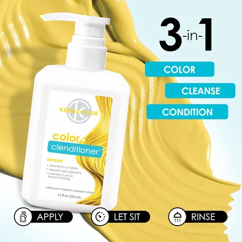 Miniatura 4 de Keracolor Color + Clenditioner 3-in-1 Color-Depositing Conditioner, Gently Cleanses & Conditions, Semi-Permanent Hair Color, 23 Shades, 12 Fl Oz