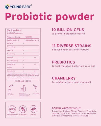 Miniatura 6 de Polvo probiótico para mujeres, más de 100 mil millones de UFC, probióticos en polvo de arándano para la salud vaginal/intestinal/digestiva/inmune