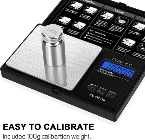 Miniatura 3 de Fuzion - Báscula de gramos, báscula de bolsillo con precisión de 0.01 gramos, báscula digital pequeña de 200g para alimentos, joyería, hierbas, Negro