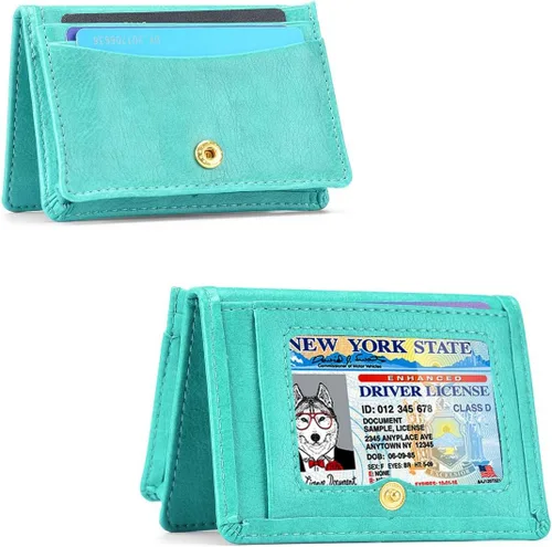 Miniatura 3 de XEYOU Funda para tarjetas de crédito, tarjetero para tarjetas de crédito, pequeña cartera de bolsillo frontal para mujer, Verde, Moderno