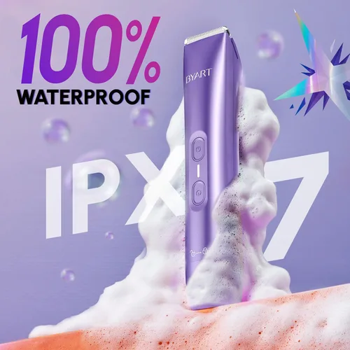 Miniatura 5 de BYART Recortadora de bikini para mujer de doble cabeza, IPX7, resistente al agua y sin dolor para cabello púbico, cara, piernas, axilas, afeitadora