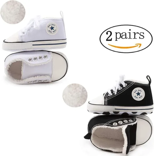 Miniatura 5 de KIDSUN - Zapatos deportivos unisex de caña alta para bebés, mezclilla de lona, suela antideslizante, suaves, para los primeros pasos