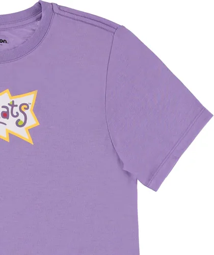 Miniatura 4 de Nickelodeon Camisa de moda para mujer de los años 90, Rugrats, Angelica and Chuckie - Camiseta de manga corta con dobladillo curvado delantero