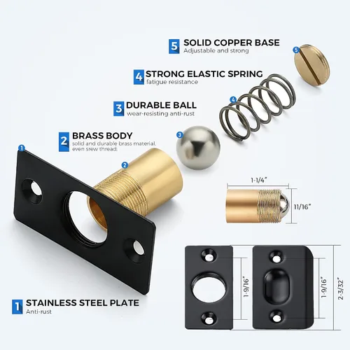 Miniatura 4 de Ravinte Hardware Pestillo de bola para puerta de armario, reemplazo de bola de puerta, accesorios de puerta de cierre de bola, acero inoxidable