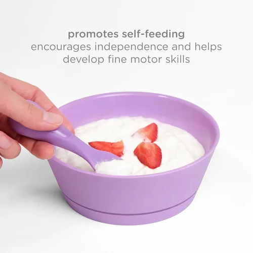 Miniatura 2 de Ubbi Cucharas de entrenamiento de silicona para bebés, paquete de 3 utensilios de autoalimentación de punta suave para el destete del bebé, cucharas