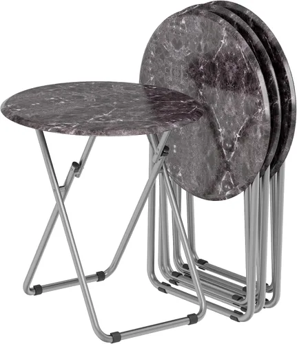 Miniatura 15 de Mesa de bandeja de TV, mesa plegable redonda, bandeja plegable para comer, mesa plegable pequeña, juego de 2, mesa de comedor para sofá, sala