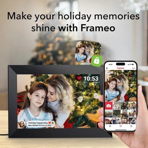 Miniatura 3 de Frameo - Marco de fotos digital WiFi de 10.1 pulgadas con almacenamiento de 32 GB, pantalla táctil IPS HD de 1280 x 800P, envía fotos/videos desde
