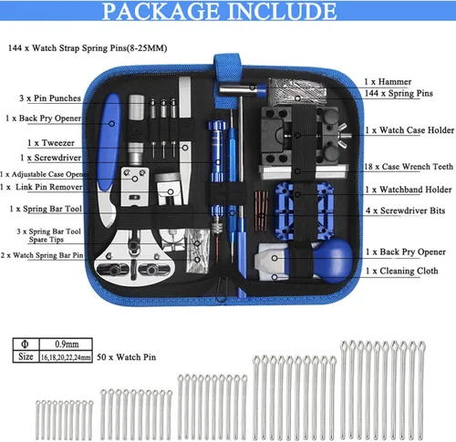 Miniatura 6 de Aokelily Kit de reparación de relojes, kit profesional de herramientas de reloj de repuesto de batería, removedor de enlace, ajuste de la espalda