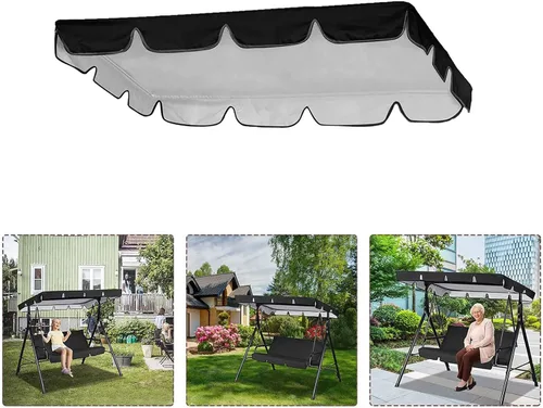 Miniatura 5 de Cubierta de repuesto para toldo de columpio de patio, resistente al agua, protección UV, 2 plazas, para porche, jardín, cubierta superior de Beige