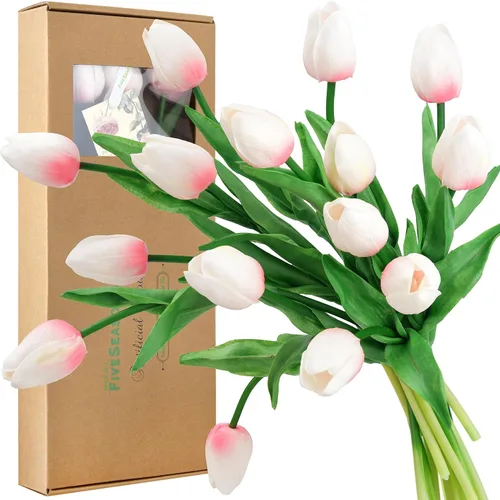 Miniatura 10 de FiveSeasonStuff - Flores artificiales de tulipanes, se sientes reales al tacto, ideales como ramo de boda, decoración del hogar, fiesta, arreglos