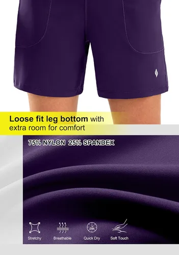 Miniatura 4 de SANTINY Bermudas de 6 pulgadas para mujer con bolsillos, pantalones cortos de cintura alta para correr