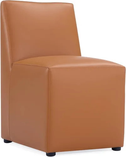 Miniatura 23 de Manhattan Comfort Anna - Silla de comedor moderna cuadrada con tapicería de piel sintética de pies a cabeza y acolchado de plástico para pies, Crema
