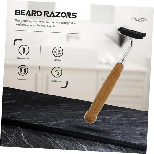 Miniatura 9 de balacoo 4 unids hombres tradicional mango de bambú afeitar afeitar acero inoxidable herramienta de peluquería para afeitar suave