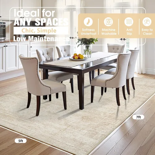Miniatura 2 de 5x7 Area Rugs for Living Room Rug Washable: Abstract Rug for Dining Room Bedroom Carpet Non Slip 5 by 7 Indoor Modern Nursery Home Office Beige