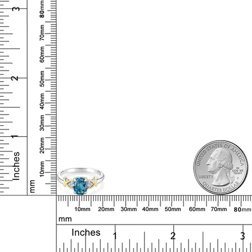 Miniatura 95 de Anillo de compromiso de oro amarillo de 10 quilates y plata 925 con piedra natal y diamantes cultivados en laboratorio para mujer, ovalado de 0.315