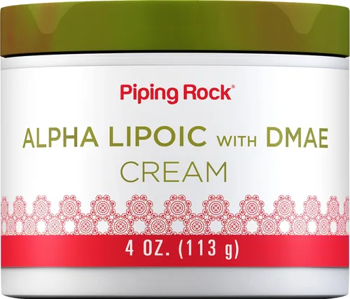 Piping Rock Ácido alfa lipoico | 4 onzas | con crema DMAE | Hidratante y reafirmante para la cara y la piel | Sin OMG, sin gluten