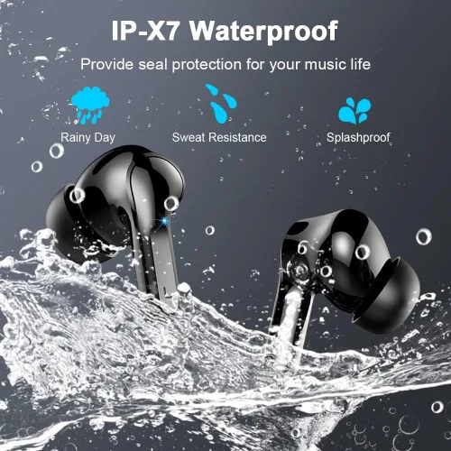 Miniatura 8 de Auriculares inalámbricos, auriculares deportivos Bluetooth 5.4 IPX8 impermeables, auriculares sobre la oreja de 70H con sonido de graves profundos