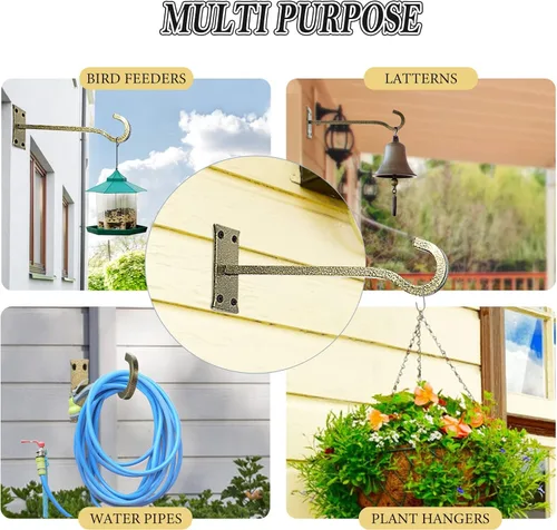 Miniatura 24 de QIEGL Soporte colgante para plantas de 6 pulgadas, gancho de metal para plantas, gancho de pastor decorativo para colgar linternas, comedero