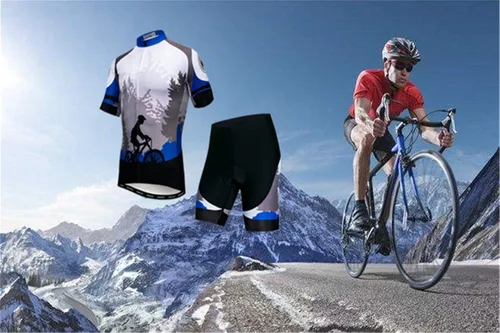 Miniatura 7 de JPOJPO - Maillot de ciclismo para hombre, manga corta + 5D acolchado pantalones cortos verano de secado rápido S-3XL