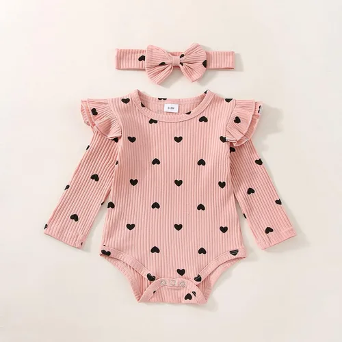 Miniatura 4 de Ropa para bebé recién nacida, para otoño e invierno, acanalada, con volantes, manga larga, conjunto de 3 piezas, 0 a 18 meses