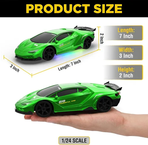 Miniatura 6 de Auto de Control Remoto RC Auto de Deriva 2.4GHz 1:24 4WD 15KM/H Auto de Carreras Deportivas de Alta Velocidad con Luces LED Neumáticos de Deriva