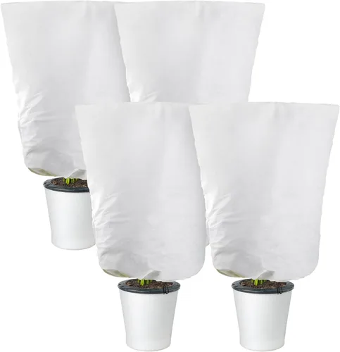 Miniatura 9 de Alpurple Paquete de 2 fundas de invierno con cordón para plantas de gran tamaño, 39 x 63 pulgadas, bolsas cálidas de protección para plantas, manta