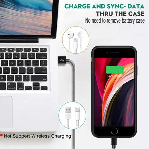 Miniatura 6 de Funda de batería para iPhone 8/7/6S/6/SE 2020/SE 3, 10000mAh Funda protectora de carga portátil recargable compatible con iPhone 8/7/6S/6/SE 2020/SE