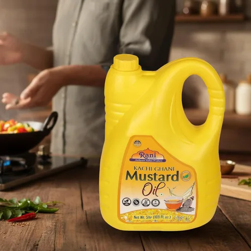 Miniatura 3 de Aceite de Mostaza Rani (Kachi Ghani) 169 Onzas (5 Litros) SIN GMO Sin Gluten Vegano 100% Natural Kosher
