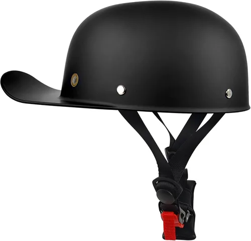 Casco de motocicleta vintage para hombres y mujeres adultos, casco de moto de cara abierta, casco retro medio casco de moda gorra de béisbol casco