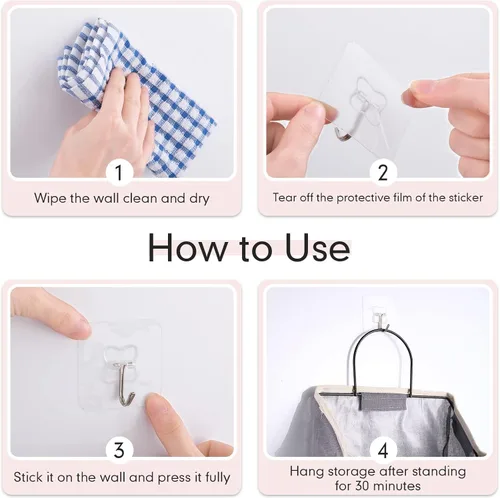 Miniatura 6 de Boao Paquete de 8 bolsas de almacenamiento para colgar en la pared, bolsas organizadoras de almacenamiento de pared con ganchos, cesta colgante