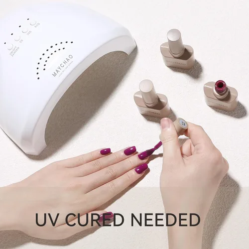 Miniatura 6 de MAYCHAO Esmalte de uñas de gel rojo vino de 0.5 fl oz, 1 esmalte de uñas en gel rojo claro que se absorbe con LED UV, esmalte de uñas en gel