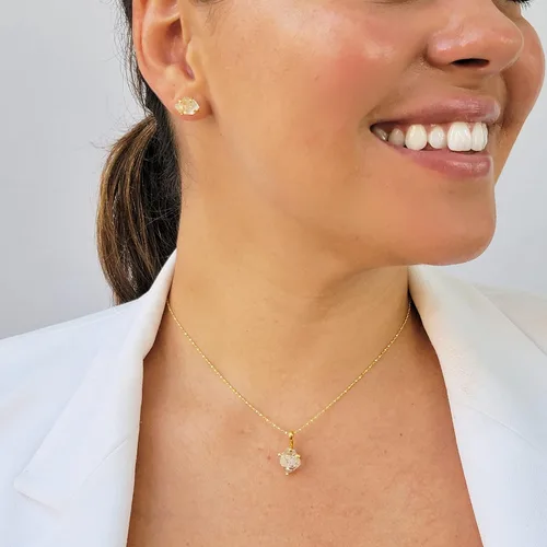 Miniatura 33 de Aretes de piedra preciosa natural en bruto con oro amarillo sobre plata de ley 925, 6 a 0.276 in, regalo de piedra de nacimiento de calidad genuina