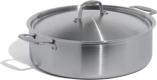 Made In Utensilios de Cocina - Olla Rondeau de Acero Inoxidable de 10 Quarts con Tapa - Acero Inoxidable de 5 Capas - Utensilios de Cocina