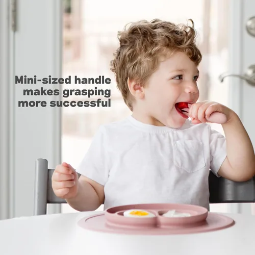 Miniatura 6 de ezpz Mini Utensilios - más de 12 meses (Tenedor y cuchara en azul) - Tenedor y cuchara 100% libres de BPA - Utensilios para niños pequeños