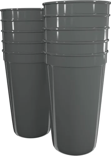 Miniatura 22 de PartyPrints Paquete de 100 vasos de plástico en blanco reutilizables de 10 a 12 onzas, vasos de estadio a granel, sin BPA, aptos para lavavajillas