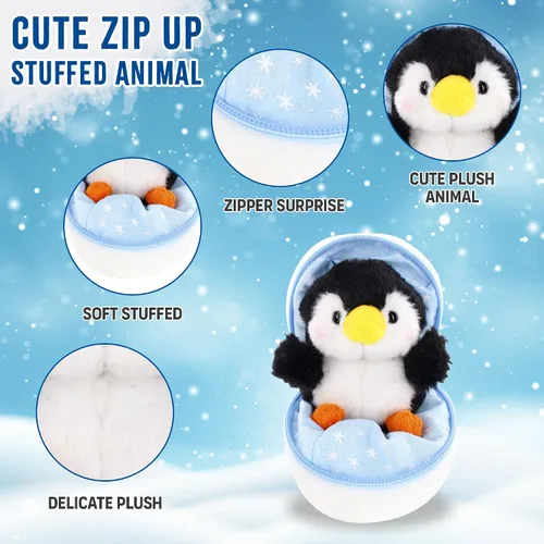 Miniatura 2 de Snowball - Huevo sorpresa con cremallera – 6 pulgadas – Lindo y suave surtido de juguetes de peluche para amigos, familia de todas las edades – Erizo