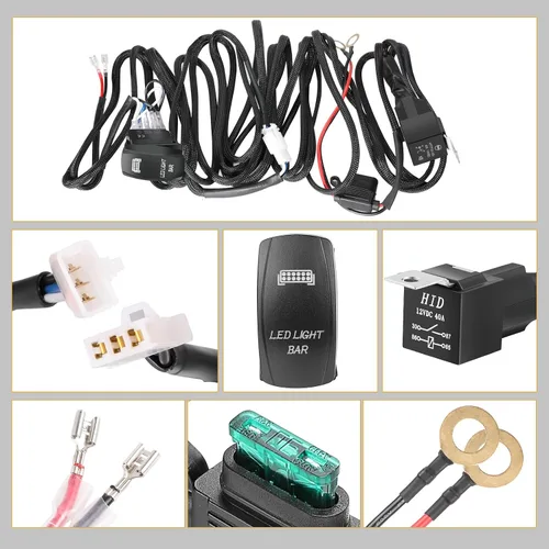 Miniatura 7 de Arnés de cableado 1 cable, kit de arnés de cableado de barra de luz LED Rfroad Lighting para luces antiniebla, luces de conducción todoterreno, luz