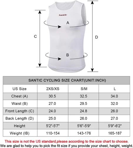 Miniatura 3 de Santic Camiseta sin mangas de ciclismo con capa base para hombre, camiseta sin mangas, chaleco de secado rápido