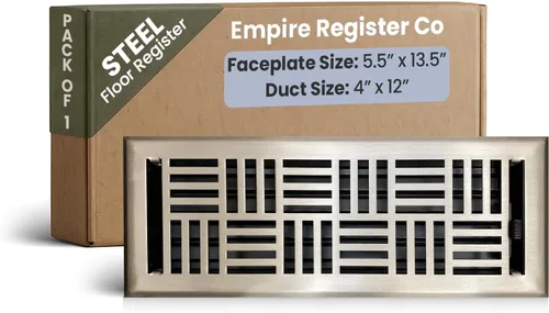 Miniatura 16 de Empire Register Co, Registro de piso de acero - 2x10 pulgadas, diseño Art Nouveau, acabado negro texturizado, rejillas de ventilación de piso