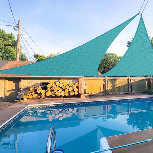 E&K Sunrise - Toldo parasol triangular de 10 x 10 x 10 pies, bloquea los rayos UV, para patio, jardín, al aire libre (turquesa)