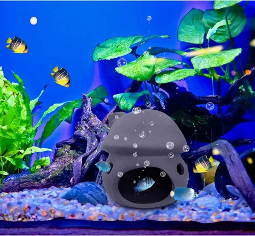Miniatura 4 de WishLotus Decoración para cuevas de acuario, escondite de peces de acuario duradero, adorno de cerámica para pecera, casa de hongos, túnel oculto