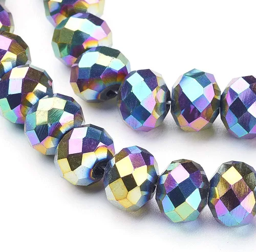 Miniatura 14 de Craftdady 10 hebras de cuentas de cristal galvanizado facetado de 0.157 pulgadas (0.157 in) chapadas en perlas brillantes pequeñas cuentas